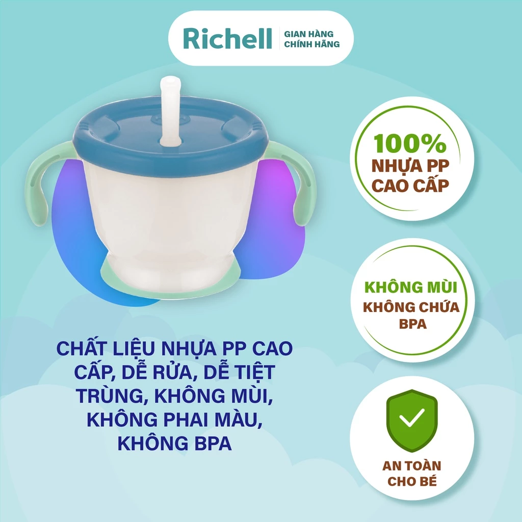 Cốc tập hút, tập uống 3 giai đoạn RICHELL Nhật AQ 150ml phiên bản châu Á | Baby - 3