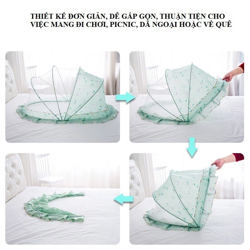 Màn chụp tự bung cho bé - Hàng Loại 1 - Mùng chụp tự bung xếp chống muỗi cho bé - Từ 1 > 3 Tuổi - Hàng tại xưởng - 6