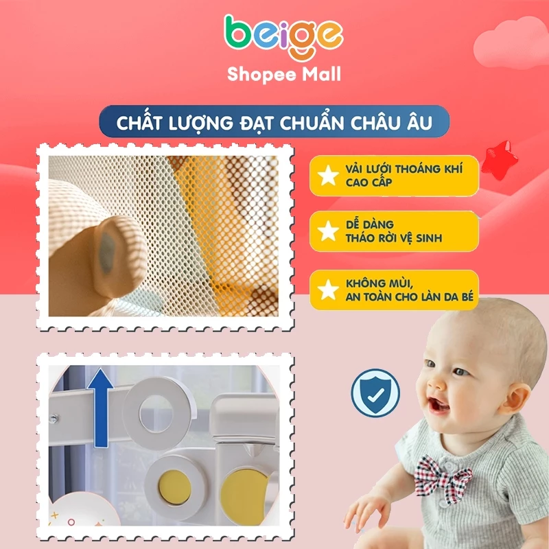 Thanh chắn giường cho bé Beige, Giường chống rơi lan, tiết kiệm không gian diện tích phòng ngủ - 3