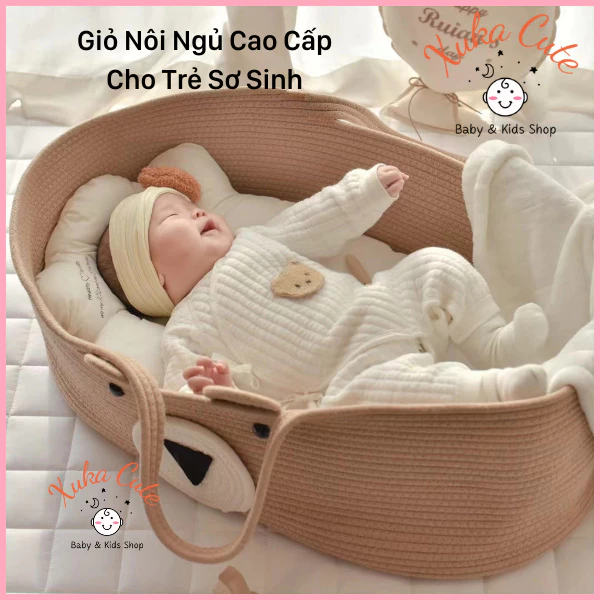 Nôi giỏ trẻ sơ sinh kiểu Hàn Quốc giỏ đựng giỏ ngủ di động ngoài trời cho bé