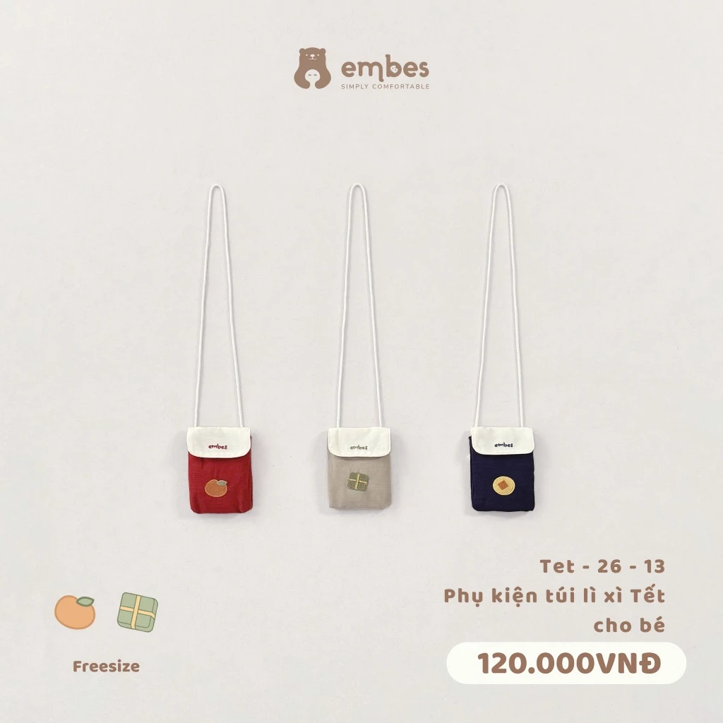 [BST TẾT 2026] Túi Lì Xì Thêu Hình Cute Mặc Phối Cùng Áo Dài Cho Bé Trai Diện Lễ Tết 2026