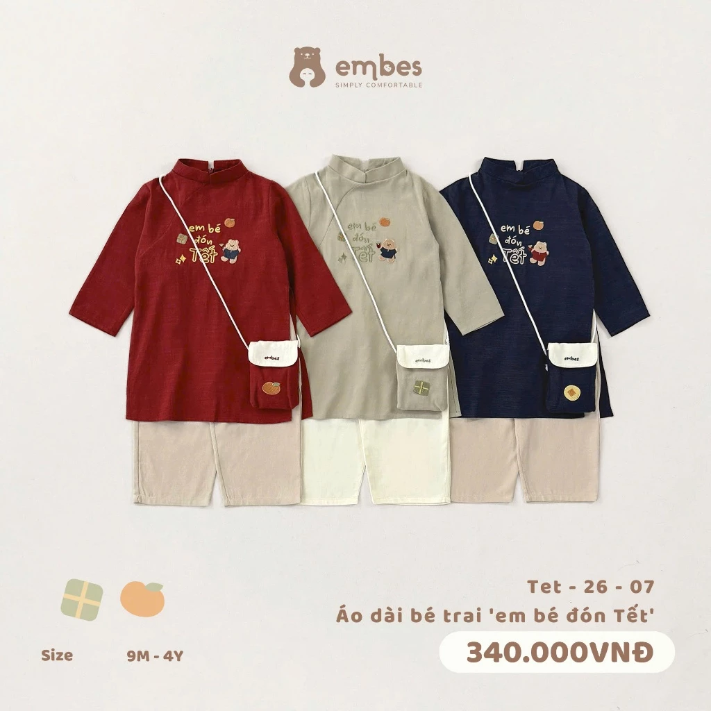 [BST TẾT 2026] Túi Lì Xì Thêu Hình Cute Mặc Phối Cùng Áo Dài Cho Bé Trai Diện Lễ Tết 2026 - 5