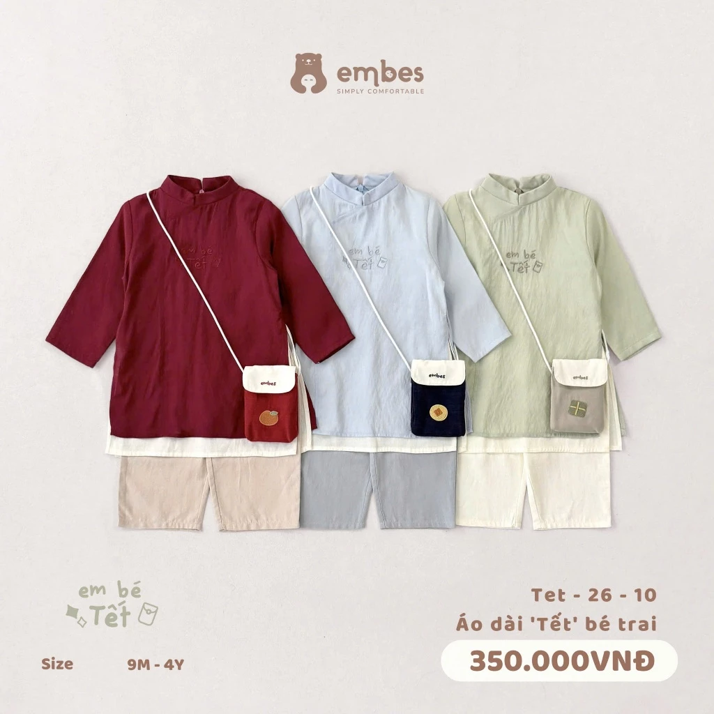 [BST TẾT 2026] Túi Lì Xì Thêu Hình Cute Mặc Phối Cùng Áo Dài Cho Bé Trai Diện Lễ Tết 2026 - 6