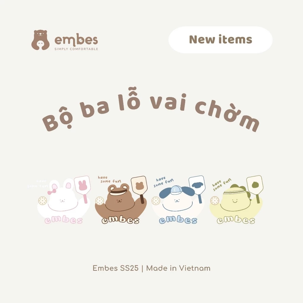 Bộ Ba Lỗ Vai Chờm Cho Bé Trai Bé Gái Embes, Bộ Quần Áo In Hình Chất Cotton Mềm Mịn Size 8-18kg - 4