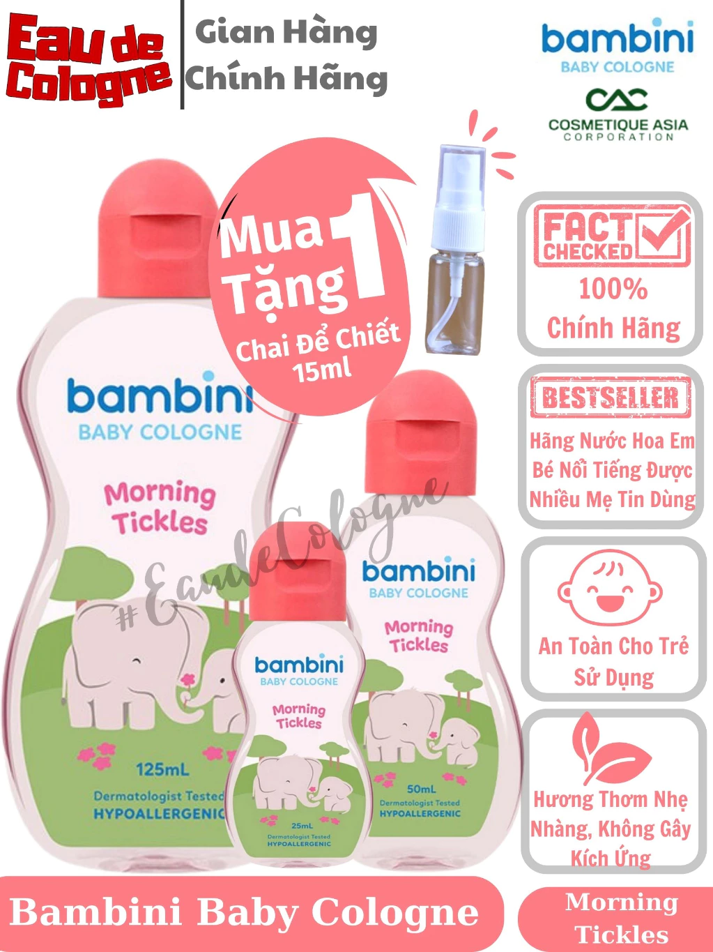 Nước Hoa Em Bé BAMBINI Chính Hãng Đủ Mùi Full Size - 2