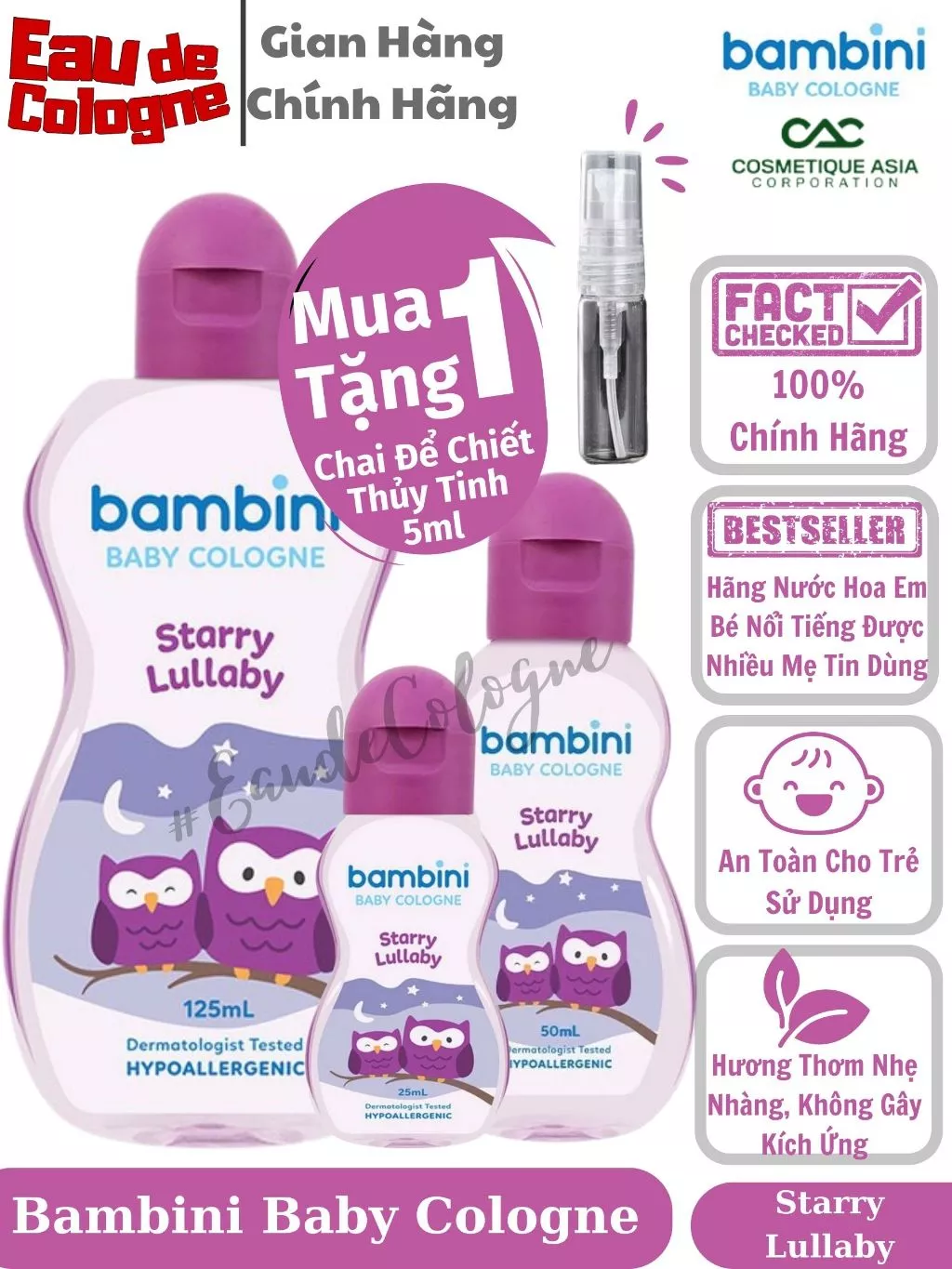 Nước Hoa Em Bé BAMBINI Chính Hãng Đủ Mùi Full Size - 3