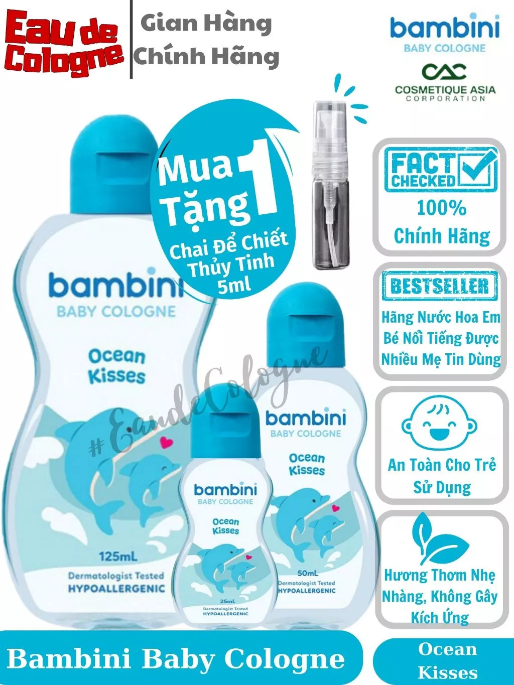 Nước Hoa Em Bé BAMBINI Chính Hãng Đủ Mùi Full Size - 4