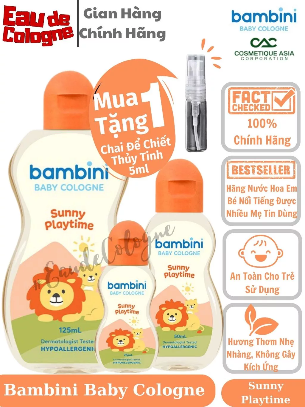 Nước Hoa Em Bé BAMBINI Chính Hãng Đủ Mùi Full Size - 5