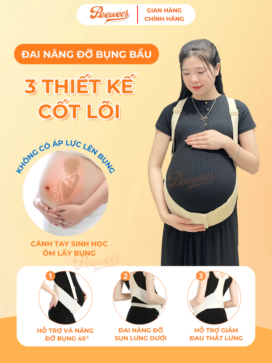 Đai Nâng Đỡ Bụng Bầu PEEWEES Co Giãn 4 Chiều, Giảm Đau Lưng, Chống Rạn Bụng, Giúp Mẹ Bầu Cảm Thấy Thư Giãn Thoải Mái - 2