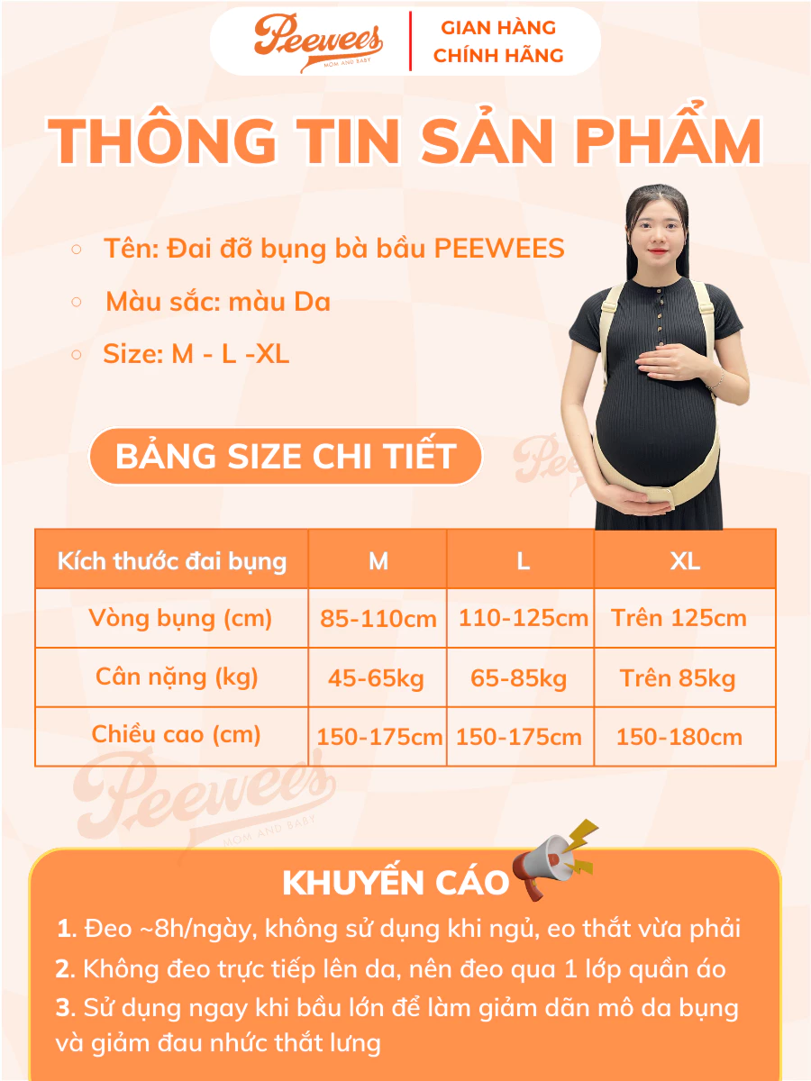 Đai Nâng Đỡ Bụng Bầu PEEWEES Co Giãn 4 Chiều, Giảm Đau Lưng, Chống Rạn Bụng, Giúp Mẹ Bầu Cảm Thấy Thư Giãn Thoải Mái - 6