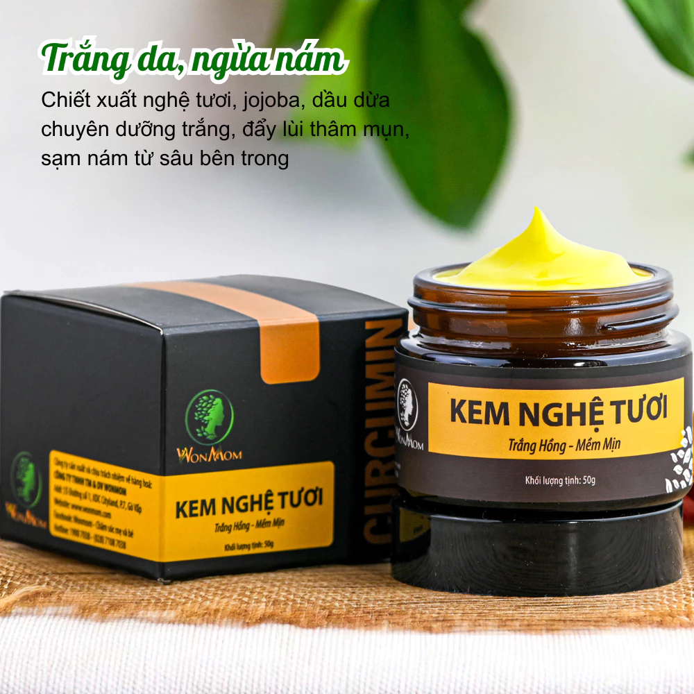 Kem Nghệ Tươi Trắng Da, Ngừa Mụn, Nám, Căng Bóng Da WonMom 50 Gram