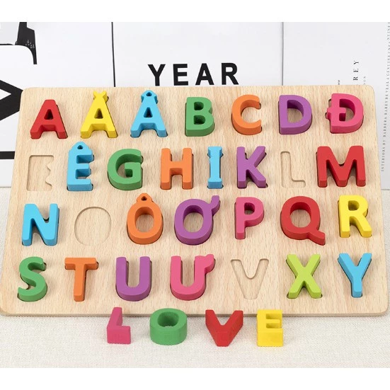 Bảng chữ cái tiếng việt, bảng chữ cái gỗ nổi chữ và số cho bé, kích thước 30x22cm, giúp bé phát triển tư duy - 2
