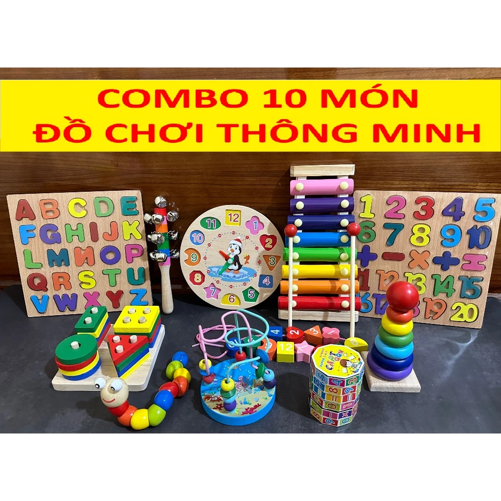 COMBO 10 MÓN ĐỒ CHƠI XẾP GỖ THÔNG MINH CHO BÉ - 2