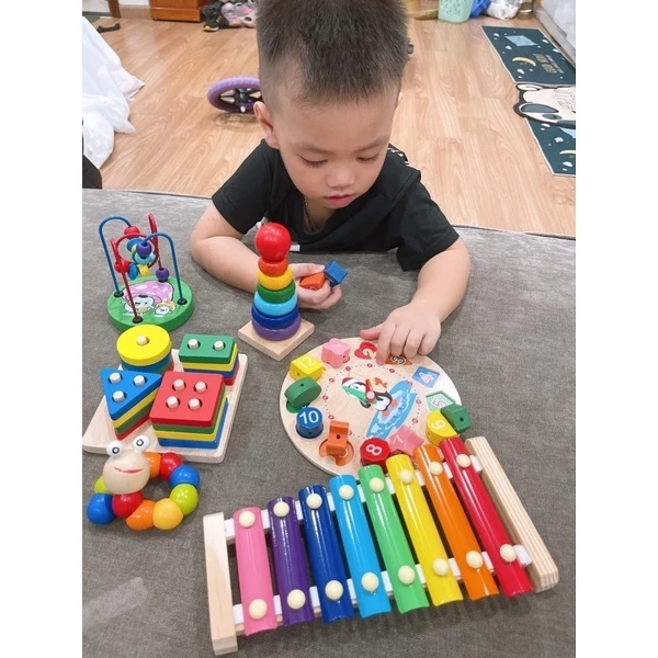 COMBO 10 MÓN ĐỒ CHƠI XẾP GỖ THÔNG MINH CHO BÉ - 4