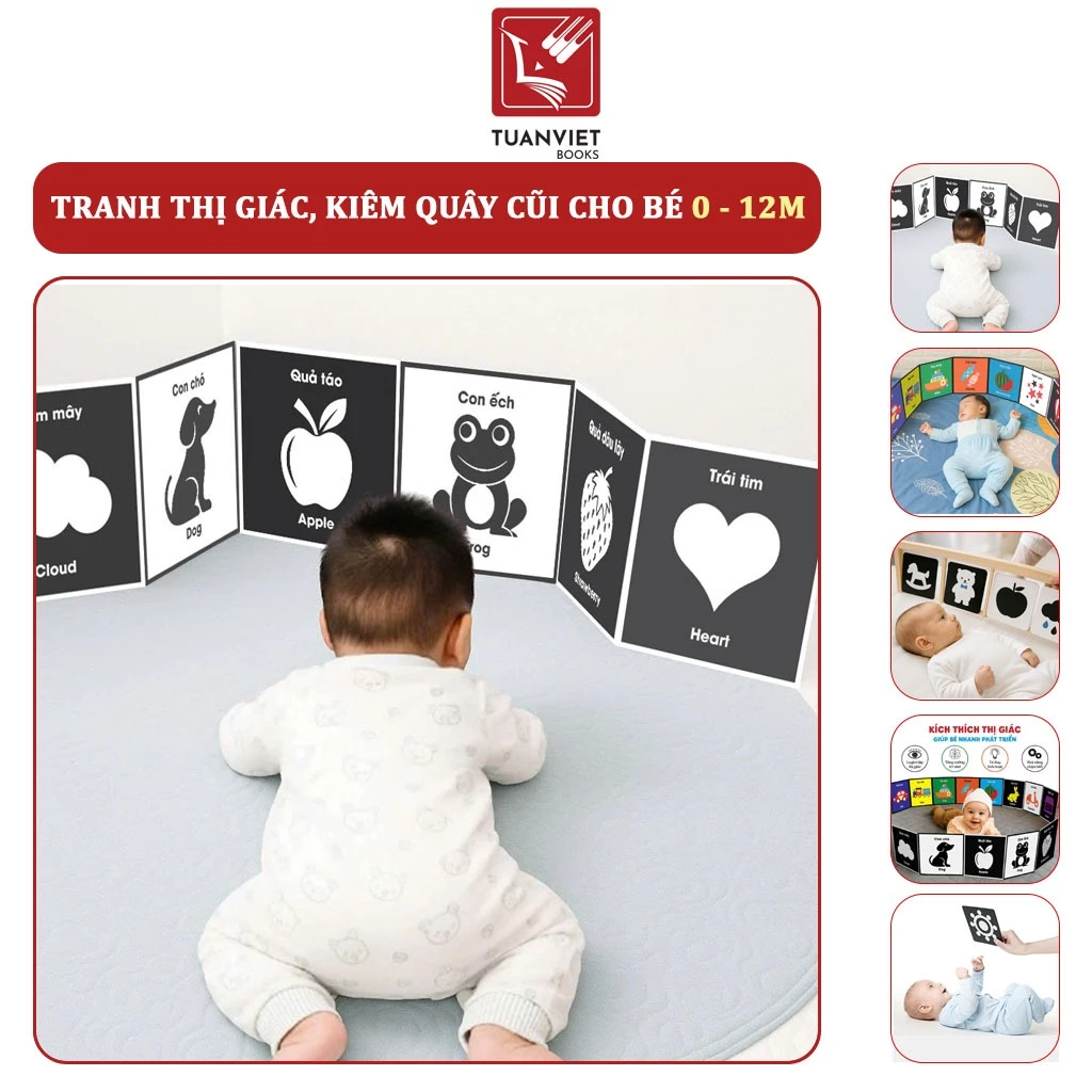 Bộ Thẻ Gấp Kích Thích Thị Giác TUANVIETBOOKS - Giúp Bé Phát Triển Toàn Diện Từ 0 đến 12 Tháng Tuổi