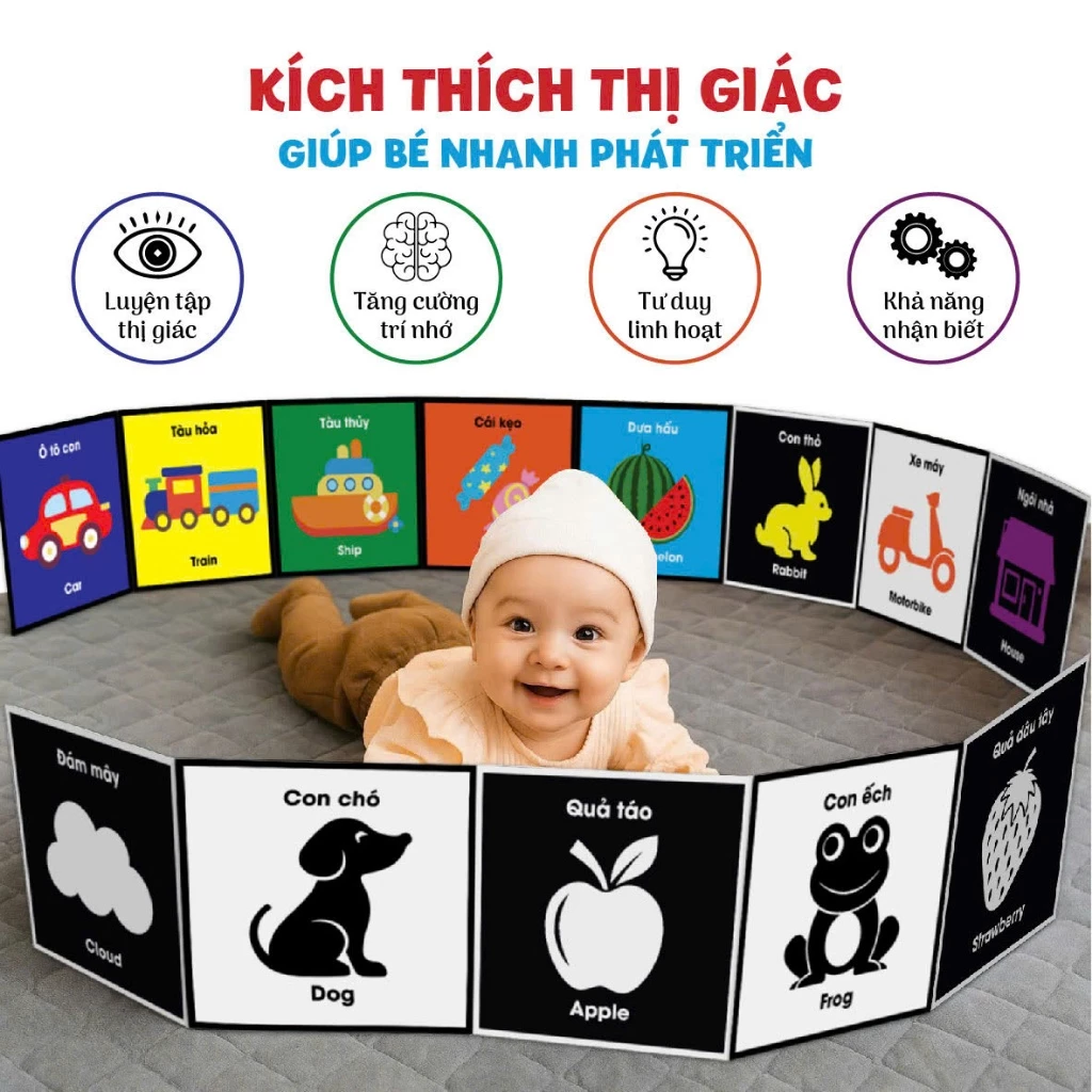Bộ Thẻ Gấp Kích Thích Thị Giác TUANVIETBOOKS - Giúp Bé Phát Triển Toàn Diện Từ 0 đến 12 Tháng Tuổi - 4