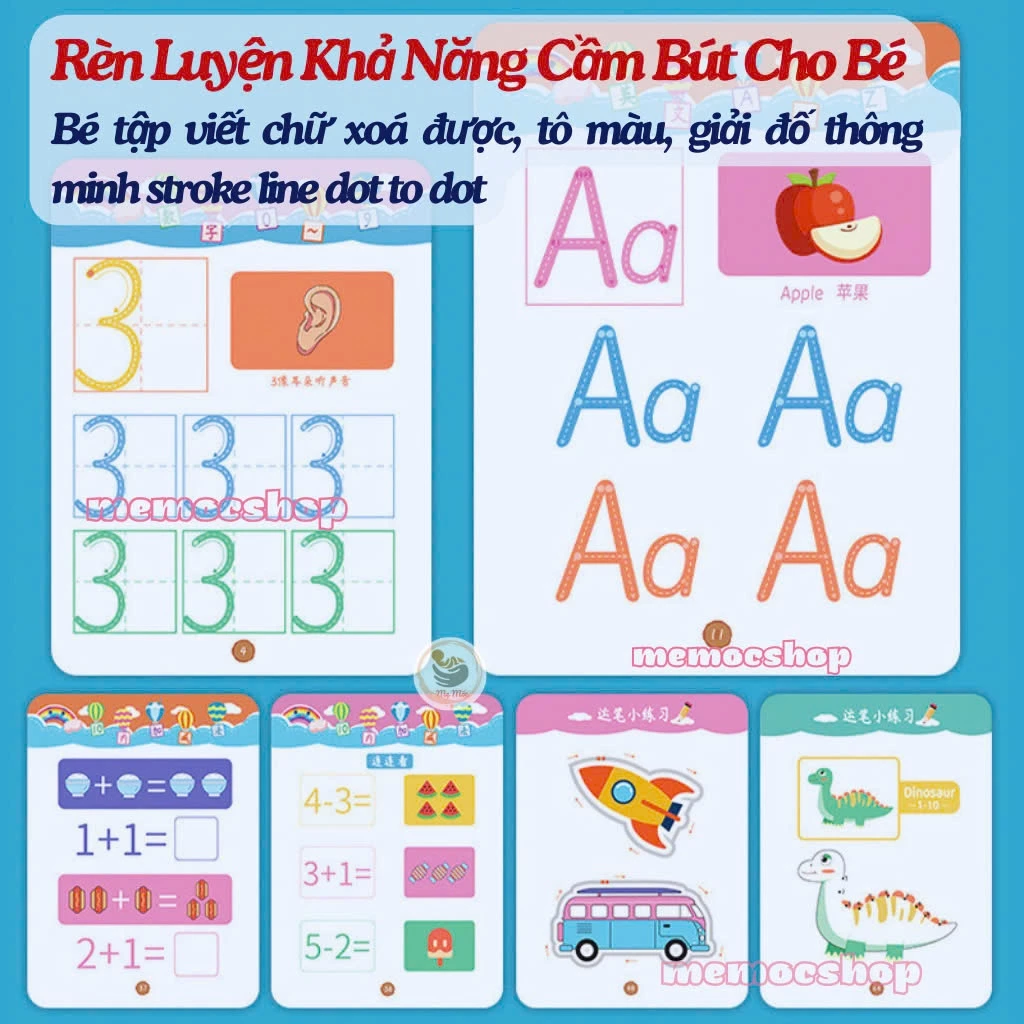 Combo Tập Tô Vẽ Thông Minh Xóa Được 64 Trang Tặng 6 Bút, Học Liệu Montessori Đồ Chơi Giáo Dục Cho Bé 2 3 4 5 Tuổi - 3