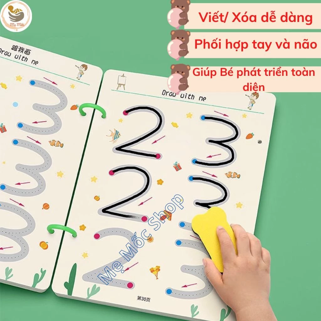 Combo Tập Tô Vẽ Thông Minh Xóa Được 64 Trang Tặng 6 Bút, Học Liệu Montessori Đồ Chơi Giáo Dục Cho Bé 2 3 4 5 Tuổi - 4