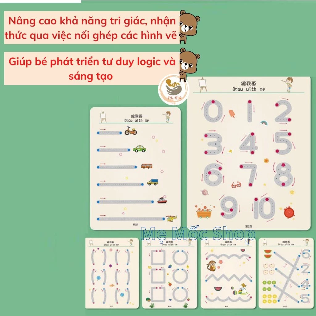 Combo Tập Tô Vẽ Thông Minh Xóa Được 64 Trang Tặng 6 Bút, Học Liệu Montessori Đồ Chơi Giáo Dục Cho Bé 2 3 4 5 Tuổi - 5