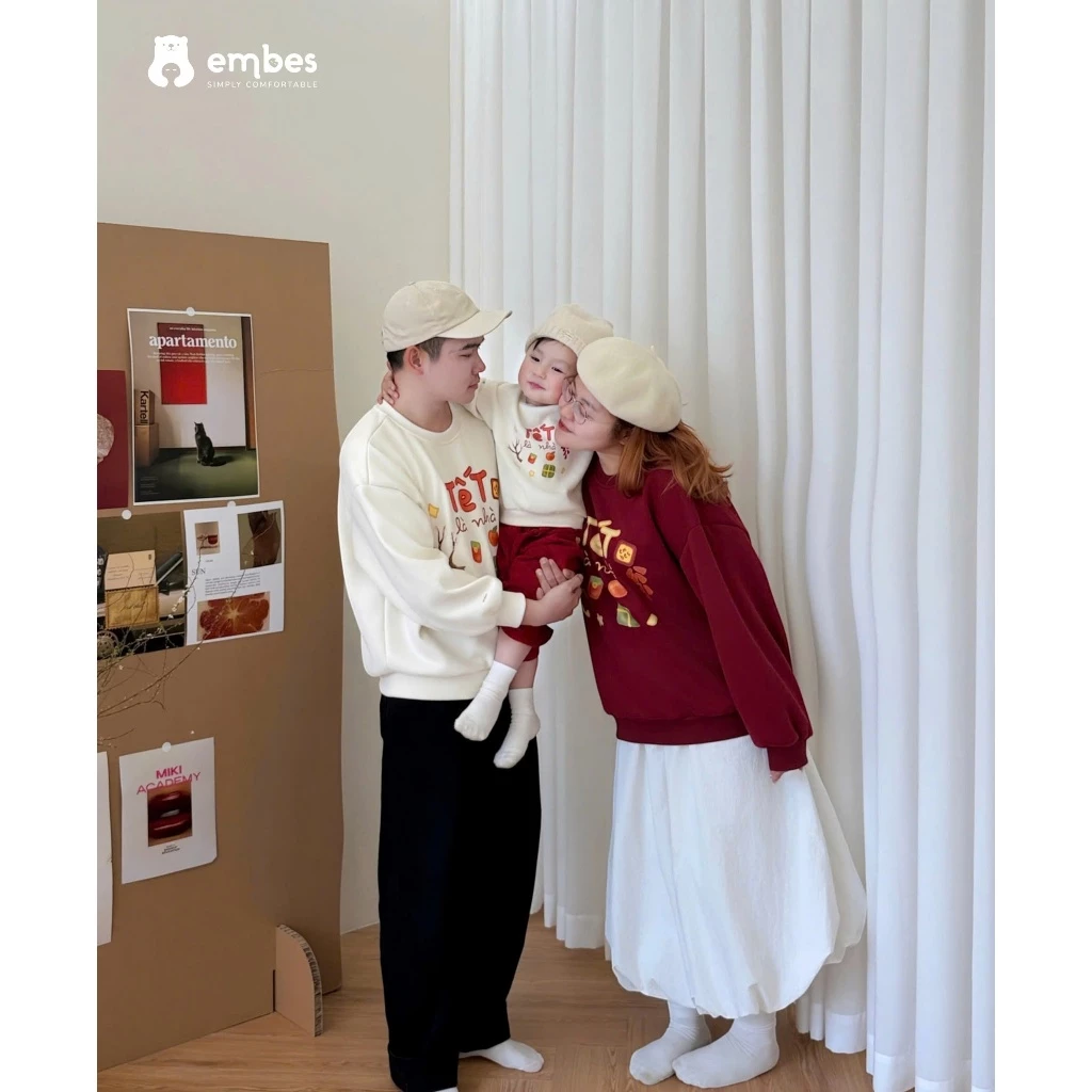 [BST TẾT 2026] Áo Nỉ Tết Gia Đình Embes - Áo Nỉ Cho Bố Mẹ In Hình Họa Tiết "Tết Là Nhà" Size 65-85Kg - 4