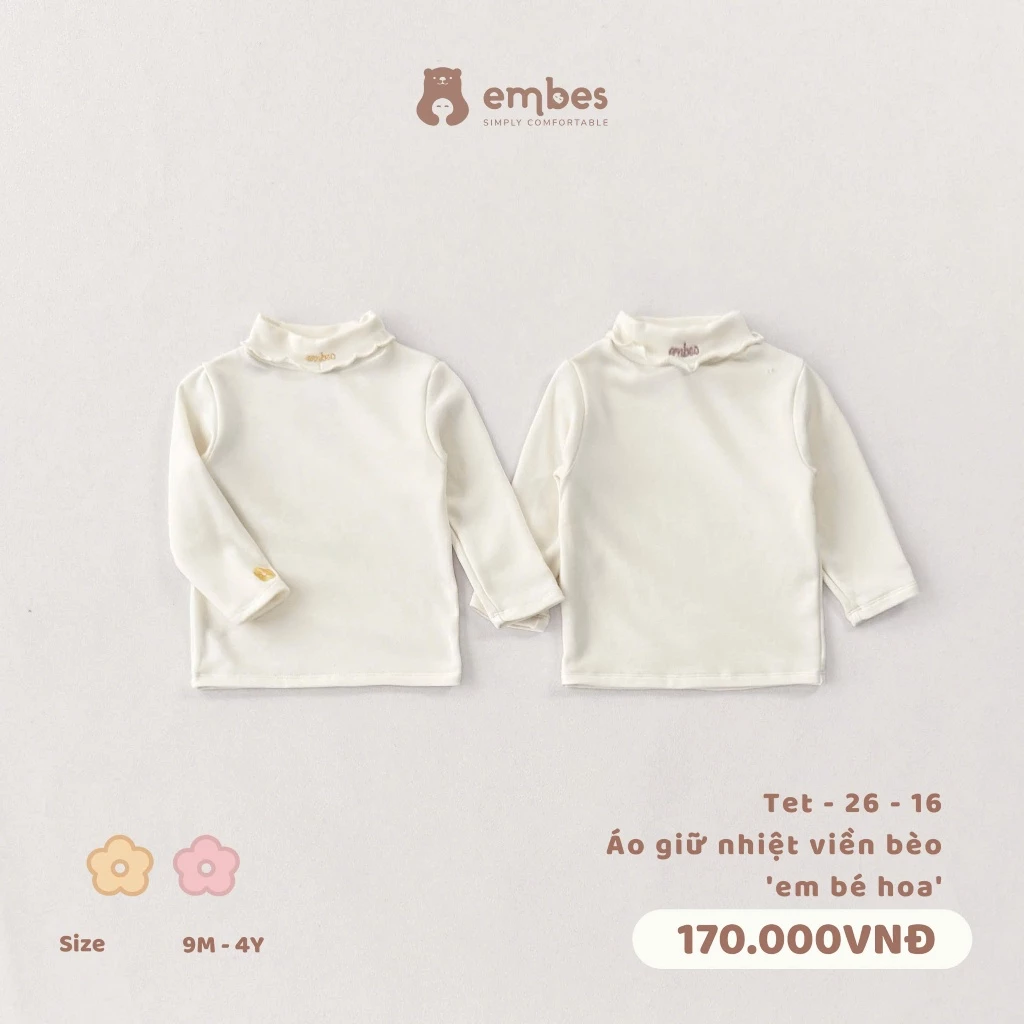 [BST TẾT 2026] Áo Dài Tay Viền Bèo Thêu Hoa Mặc Phối Cùng Váy Bí Cho Bé Gái Diện Tết Size Từ 8-18Kg