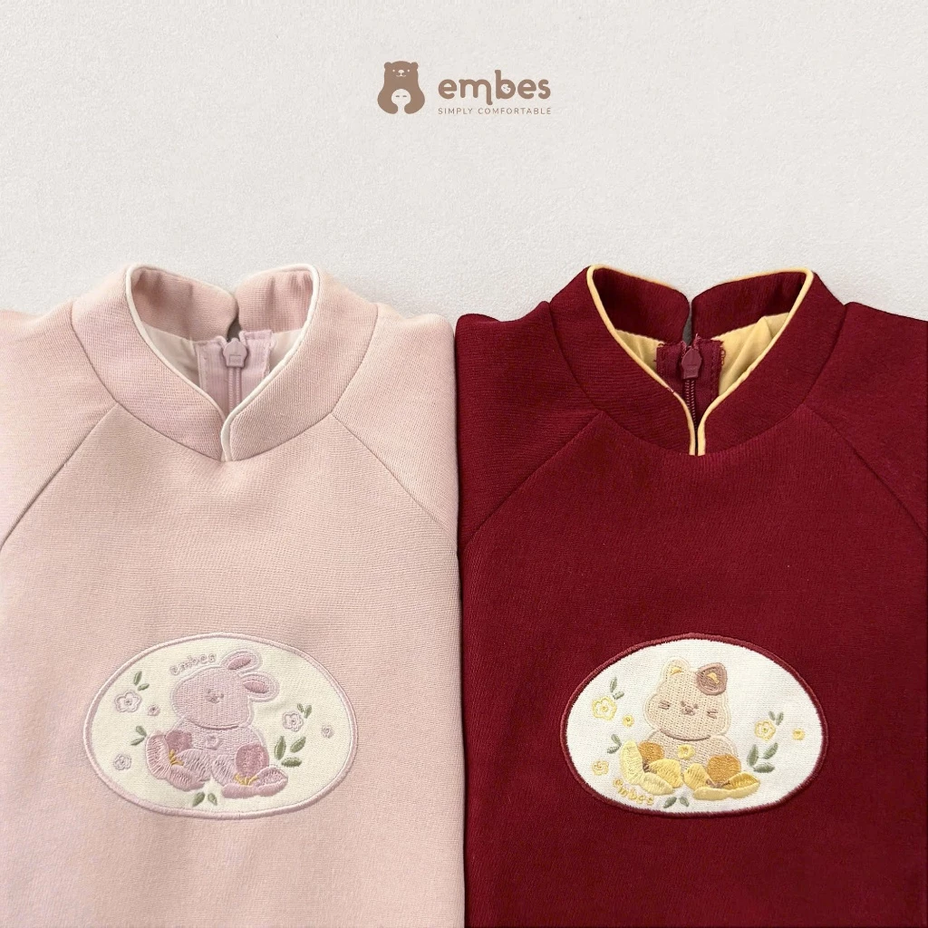 [BST TẾT 2026] Áo Dài Cho Bé Gái, Áo Dài Tết Bé Gái Ngực Thêu Chất Nhung Chéo Cho Bé Size Từ 8-18Kg - 2