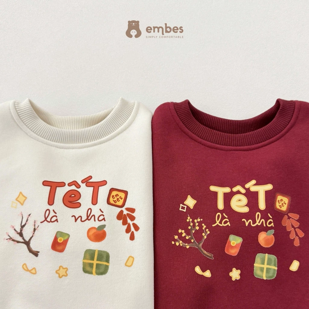 [BST TẾT 2026] Áo Nỉ Tết Gia Đình Embes - Áo Nỉ Cho Bé In Hình Họa Tiết "Tết Là Nhà" Size Từ 8-18Kg - 3
