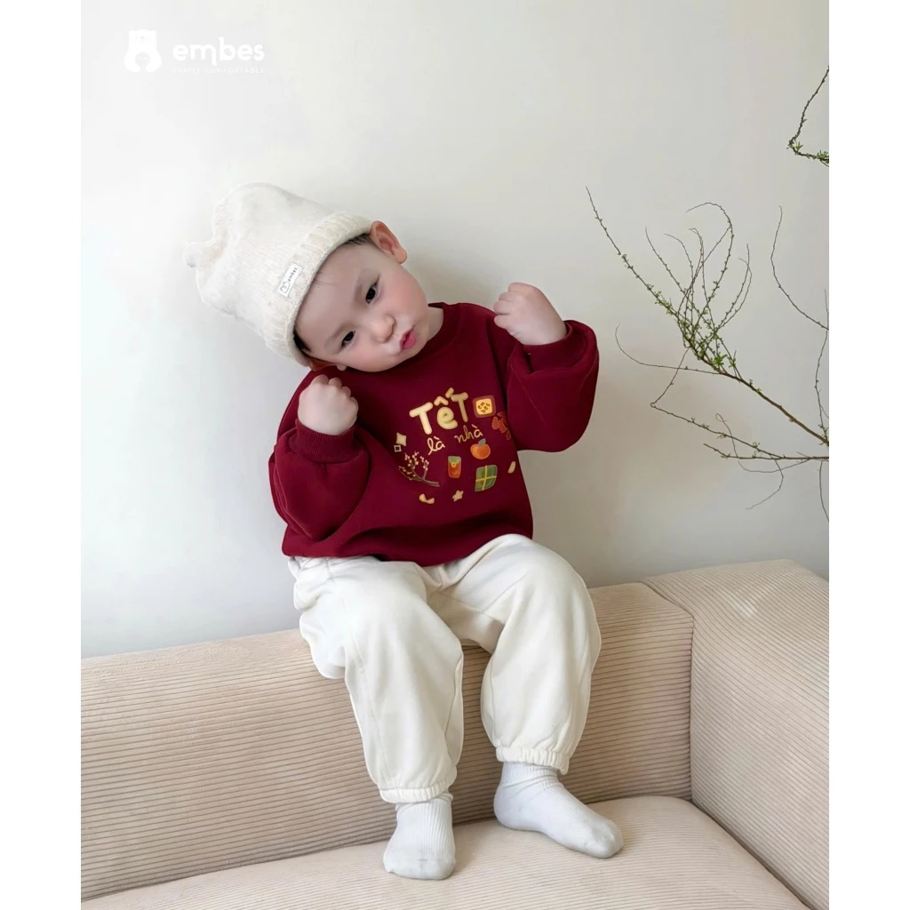[BST TẾT 2026] Áo Nỉ Tết Gia Đình Embes - Áo Nỉ Cho Bé In Hình Họa Tiết "Tết Là Nhà" Size Từ 8-18Kg - 4
