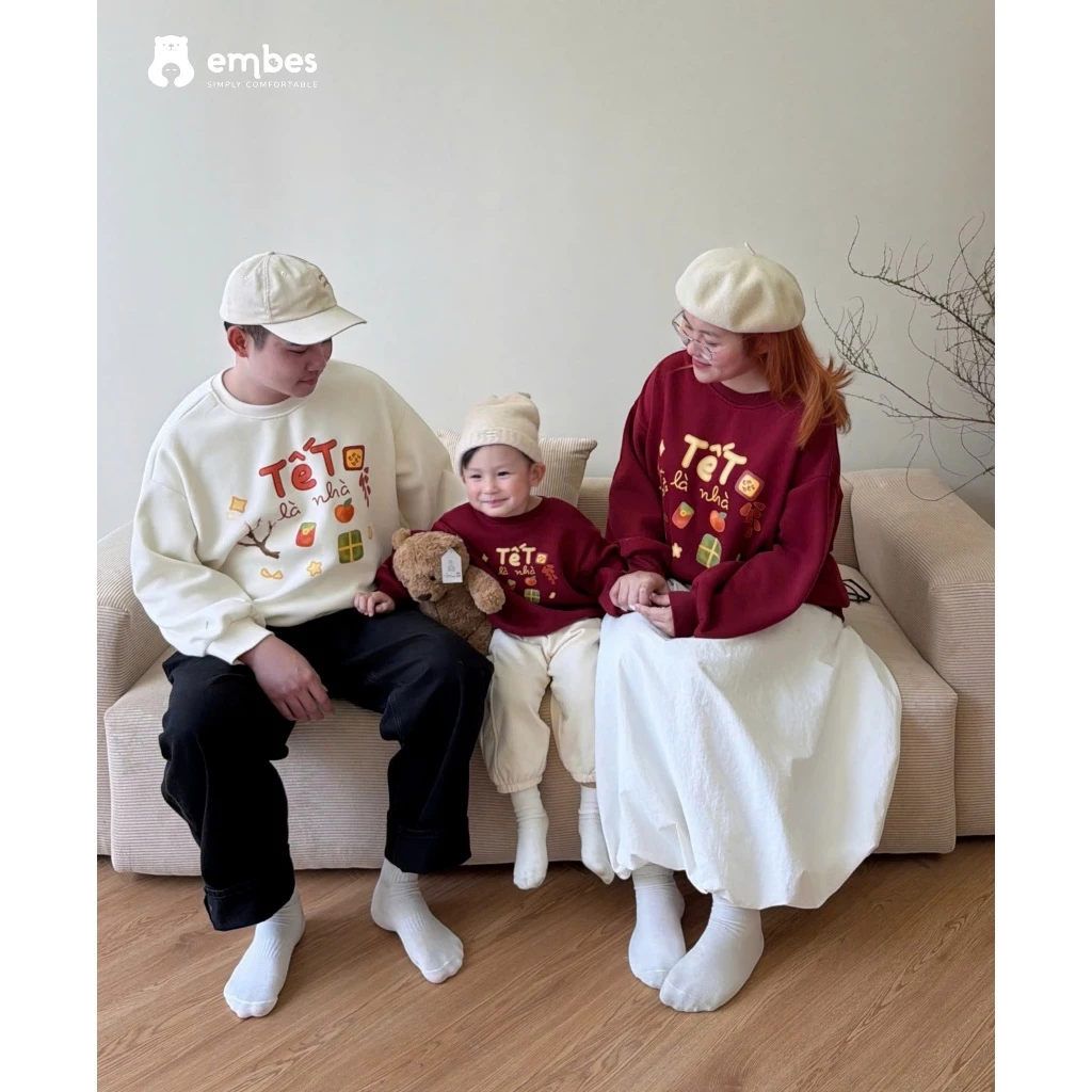 [BST TẾT 2026] Áo Nỉ Tết Gia Đình Embes - Áo Nỉ Cho Bé In Hình Họa Tiết "Tết Là Nhà" Size Từ 8-18Kg - 6