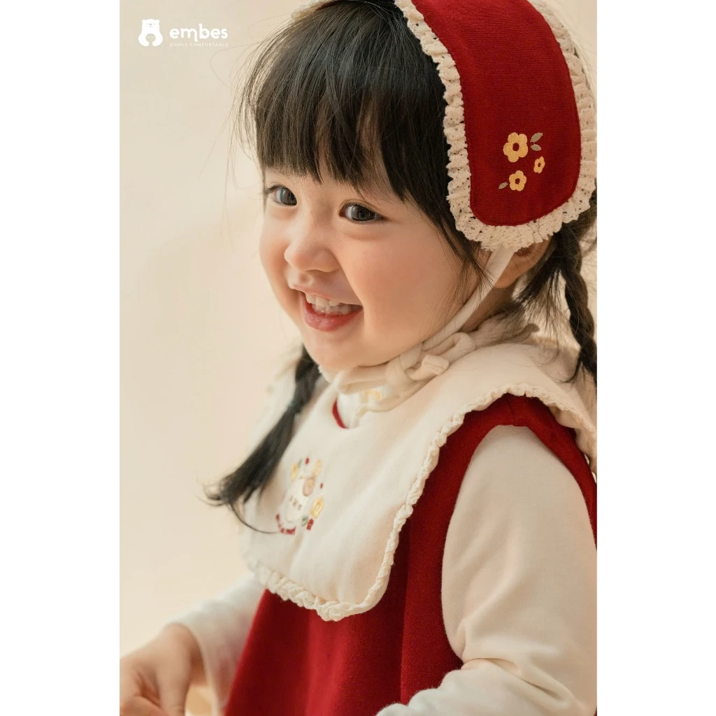 [BST TẾT 2026] Set Váy Bí Kèm Băng Đô Thêu Hoa Đào Hoa Mai Cho Bé Gái Diện Lễ, Tết Size Từ 8-18Kg - 4