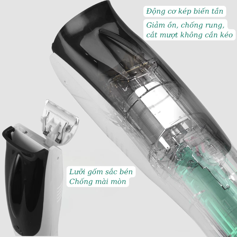 Tông Đơ Cắt Tóc Cho Bé Tông Đơ Hớt Tóc Siêu Êm Dùng Ngay Cả Khi Bé Ngủ, Có Sạc Pin Rời Kèm Bộ Phụ Kiện - 3
