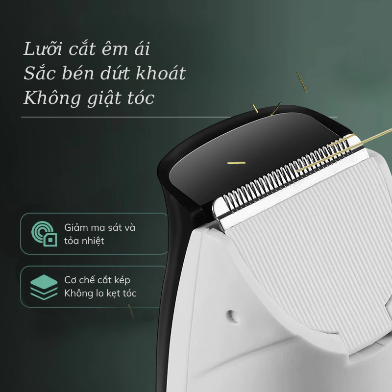 Tông Đơ Cắt Tóc Cho Bé Tông Đơ Hớt Tóc Siêu Êm Dùng Ngay Cả Khi Bé Ngủ, Có Sạc Pin Rời Kèm Bộ Phụ Kiện - 5