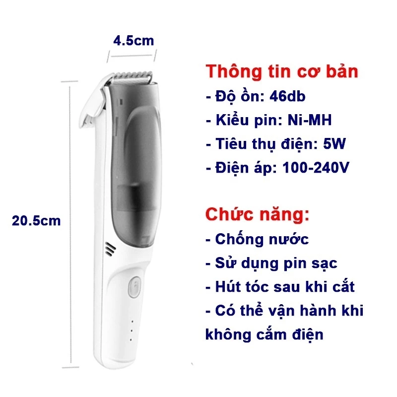 Tông Đơ Cắt Tóc Cho Bé Tông Đơ Hớt Tóc Siêu Êm Dùng Ngay Cả Khi Bé Ngủ, Có Sạc Pin Rời Kèm Bộ Phụ Kiện - 6
