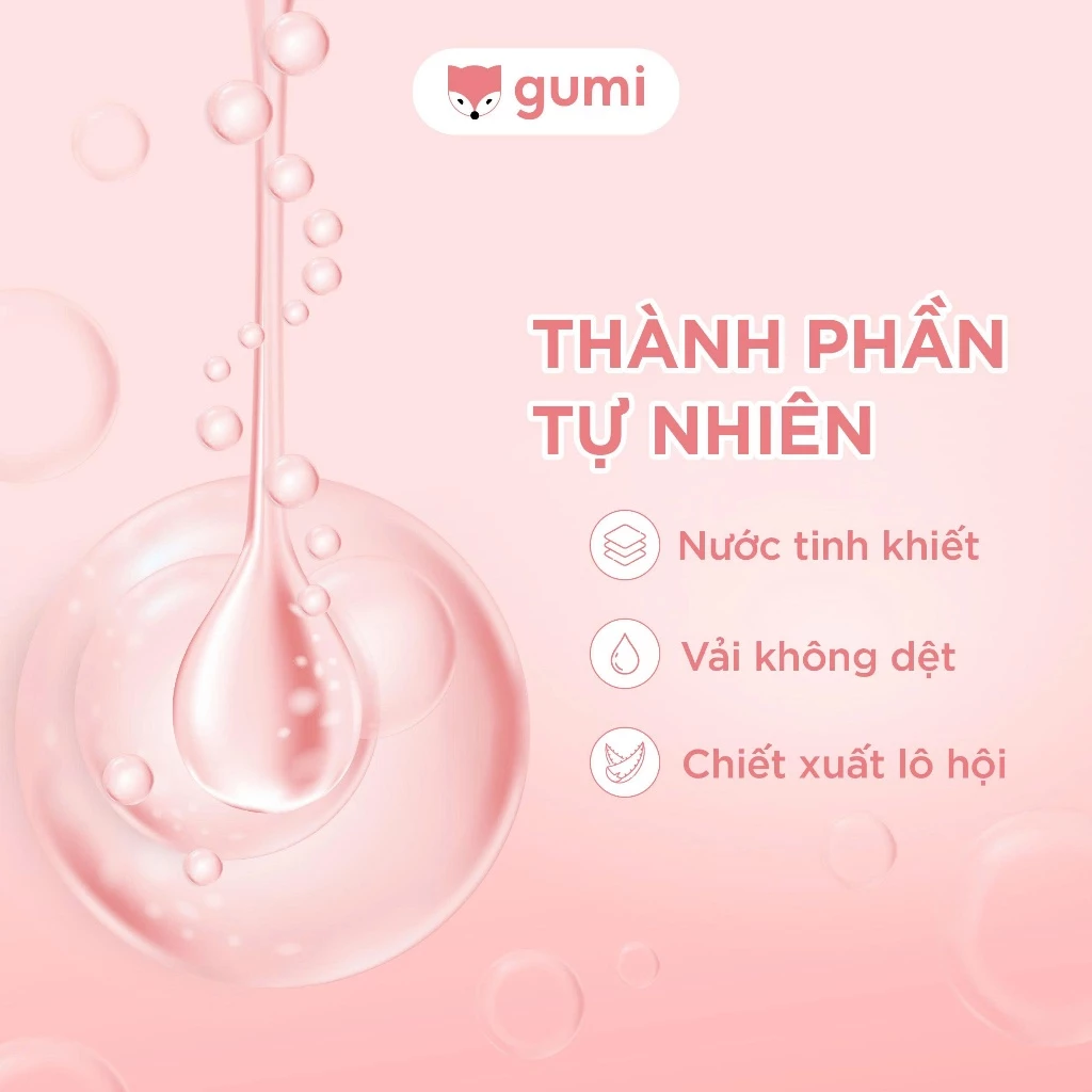Thùng 10 gói khăn ướt Gumi không cồn không parabens cao cấp dành cho em bé - 2