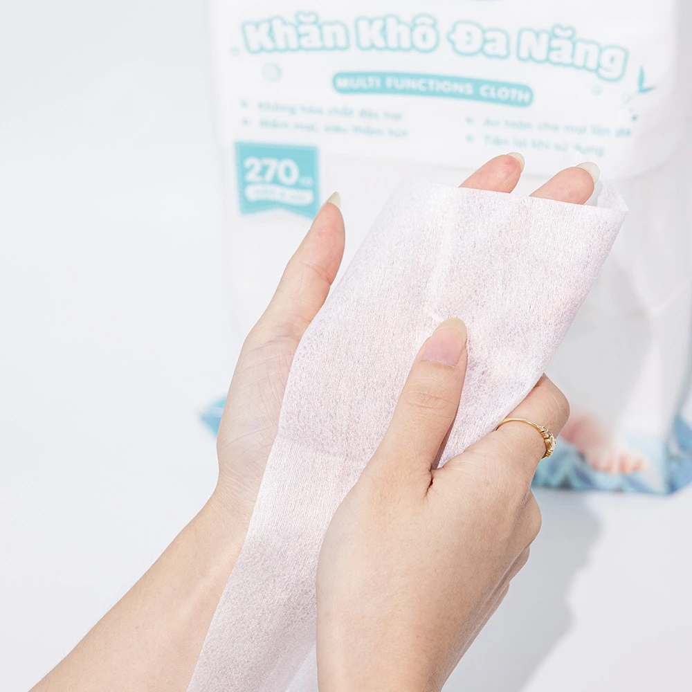 Combo 03 túi khăn vải khô đa năng cho bé Ecobi túi 270 tờ mềm mịn dai thấm hút tốt - 4