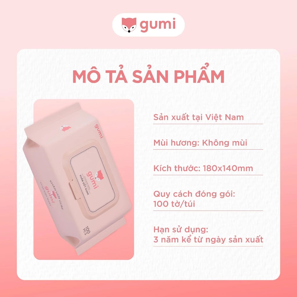 Thùng 10 gói khăn ướt Gumi không cồn không parabens cao cấp dành cho em bé - 2