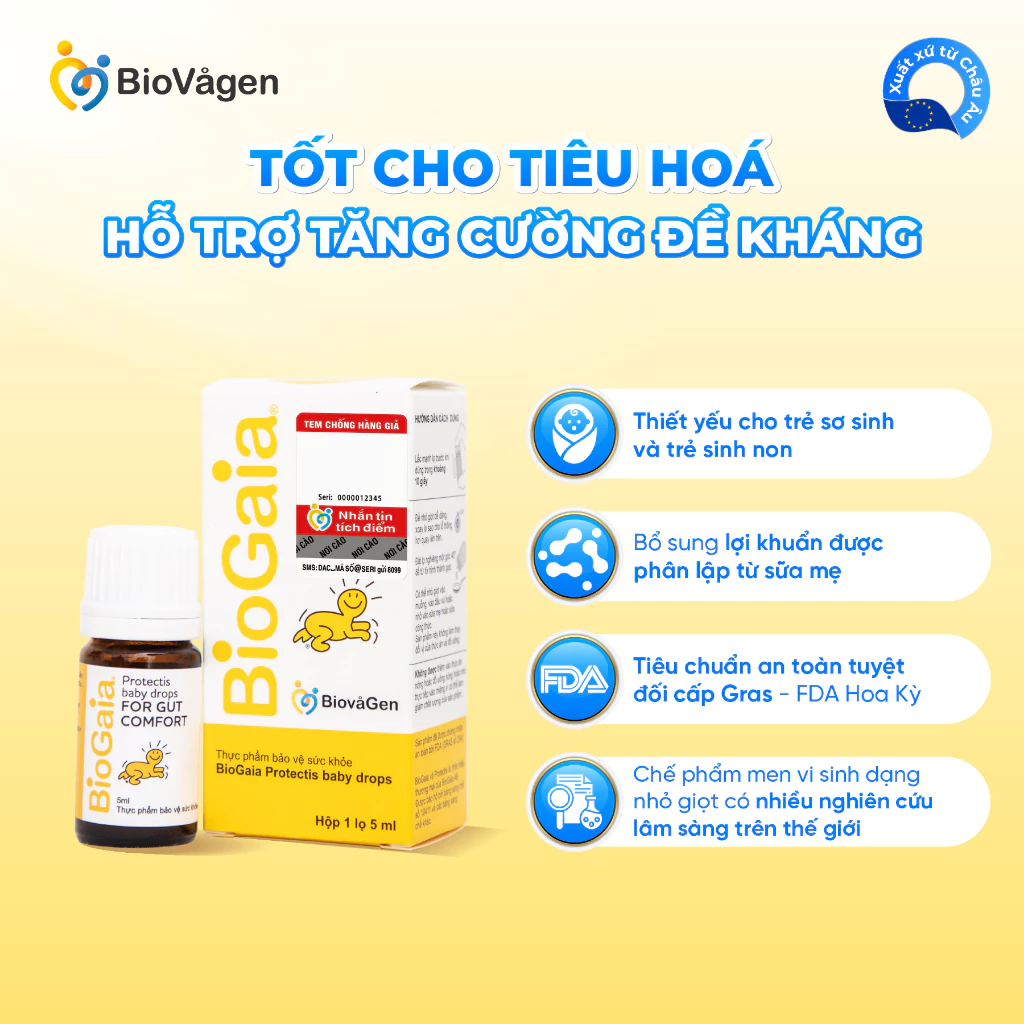 Men vi sinh BioGaia ProTectis Drops cải thiện hệ tiêu hóa xuất xứ Thụy Điển dung tích 5ml - 2