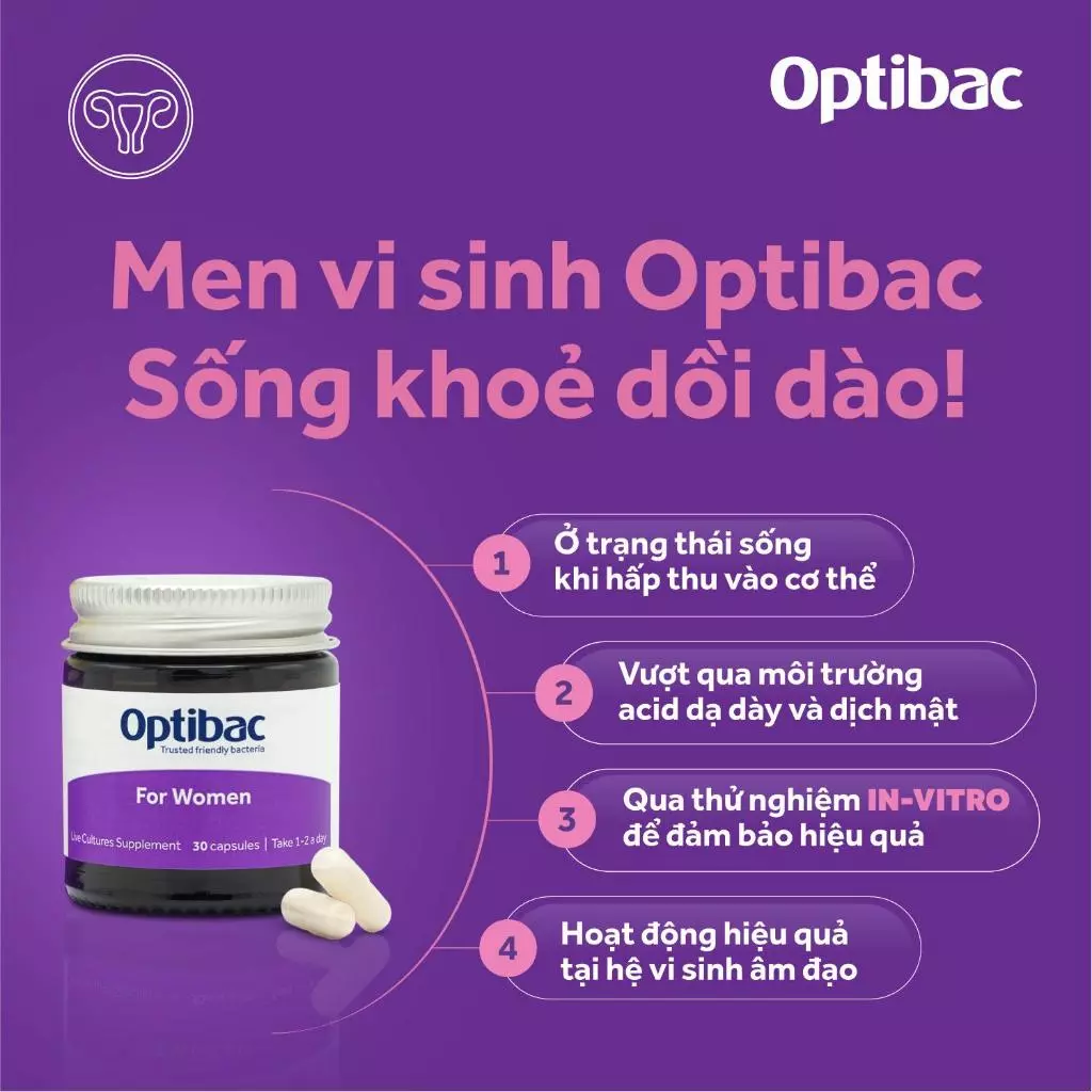 Optibac Tím - Men Vi Sinh Bổ Sung Lợi Khuẩn, Chăm Sóc Vùng Kín (Hộp 30 viên/90 viên) - 2