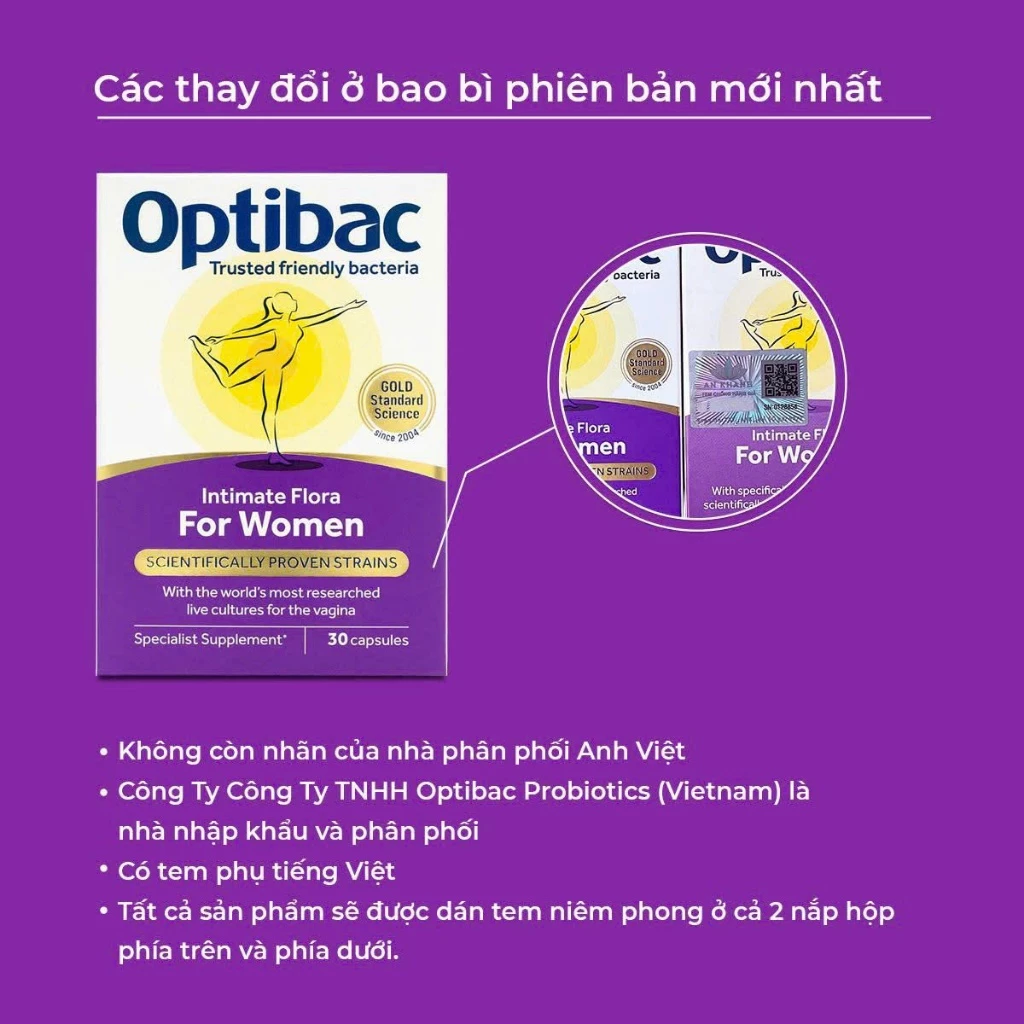 Optibac Tím - Men Vi Sinh Bổ Sung Lợi Khuẩn, Chăm Sóc Vùng Kín (Hộp 30 viên/90 viên) - 3