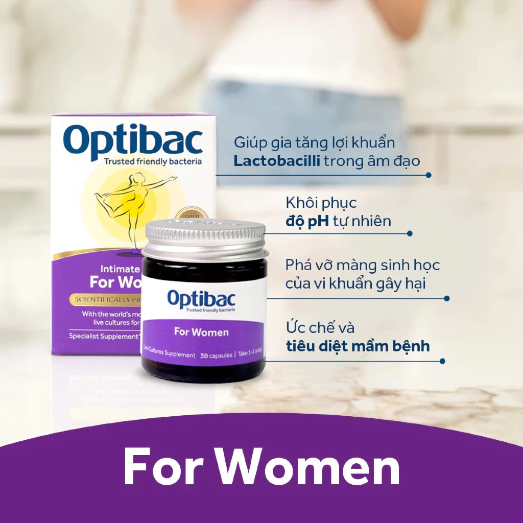 Optibac Tím - Men Vi Sinh Bổ Sung Lợi Khuẩn, Chăm Sóc Vùng Kín (Hộp 30 viên/90 viên) - 4