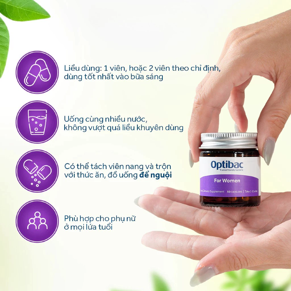 Optibac Tím - Men Vi Sinh Bổ Sung Lợi Khuẩn, Chăm Sóc Vùng Kín (Hộp 30 viên/90 viên) - 5