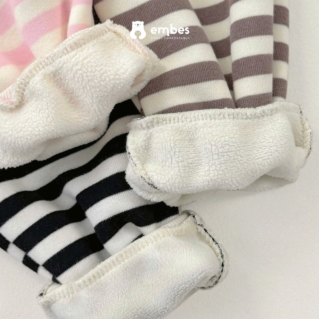 [New Collection] Đồ Bộ Nỉ Cho Bé Embes, Bộ Dài Tay Kẻ Ngang In Hình Chất Nỉ Dày Dặn Cho Bé Từ 8-18Kg - 2