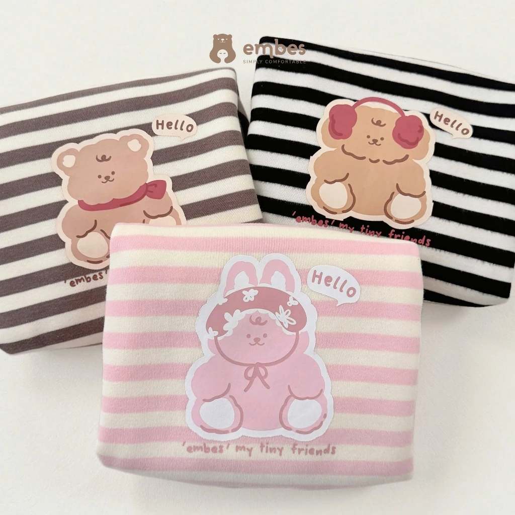 [New Collection] Đồ Bộ Nỉ Cho Bé Embes, Bộ Dài Tay Kẻ Ngang In Hình Chất Nỉ Dày Dặn Cho Bé Từ 8-18Kg - 3