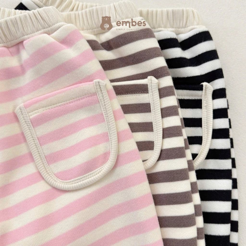 [New Collection] Đồ Bộ Nỉ Cho Bé Embes, Bộ Dài Tay Kẻ Ngang In Hình Chất Nỉ Dày Dặn Cho Bé Từ 8-18Kg - 5