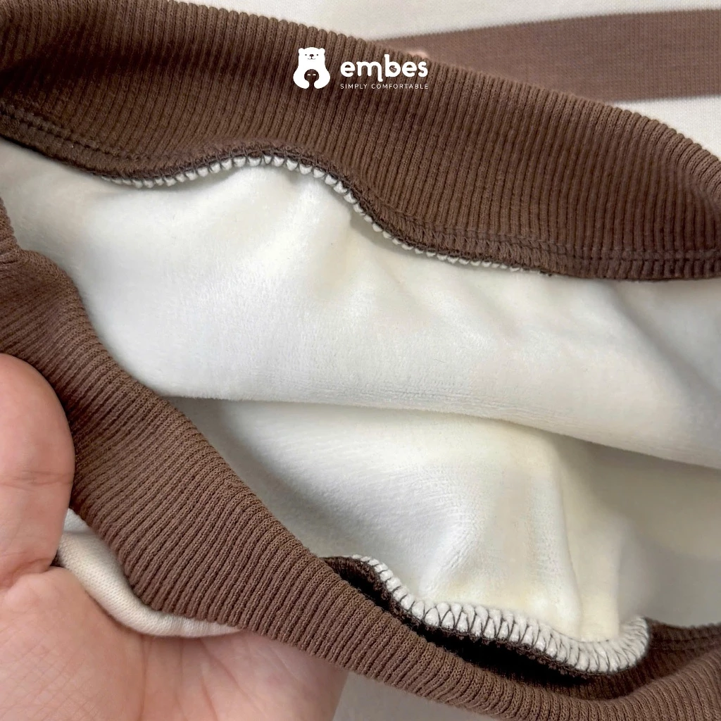 [New Collection] Áo Nỉ Cho Bé Embes, Áo Nỉ Kẻ Ngang In Hình Chất Nỉ Lông Dày Dặn Cho Bé Từ 8-18Kg - 2