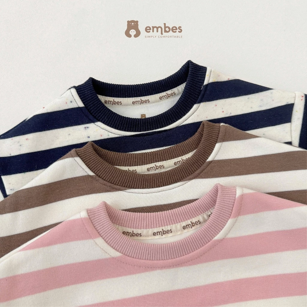 [New Collection] Áo Nỉ Cho Bé Embes, Áo Nỉ Kẻ Ngang In Hình Chất Nỉ Lông Dày Dặn Cho Bé Từ 8-18Kg - 4