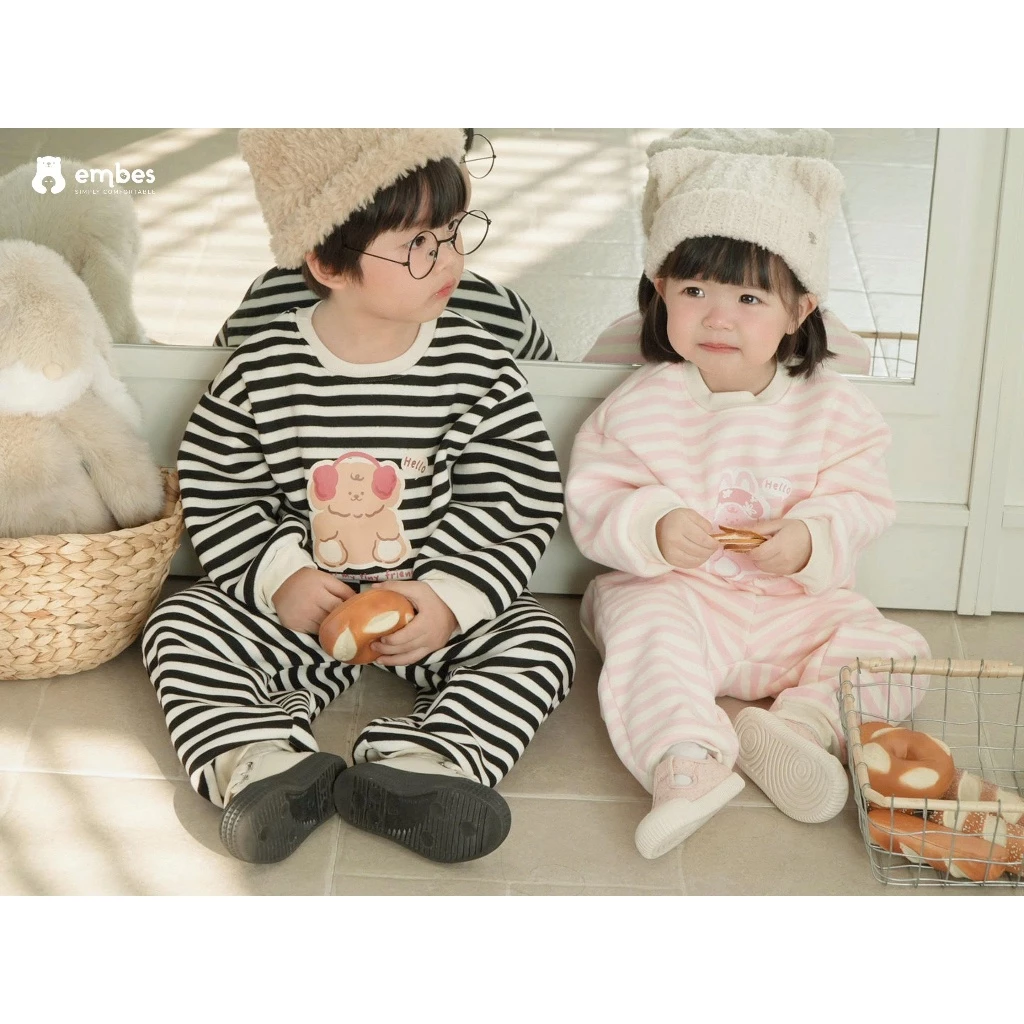 [New Collection] Áo Nỉ Cho Bé Embes, Áo Nỉ Kẻ Ngang In Hình Chất Nỉ Lông Dày Dặn Cho Bé Từ 8-18Kg - 5