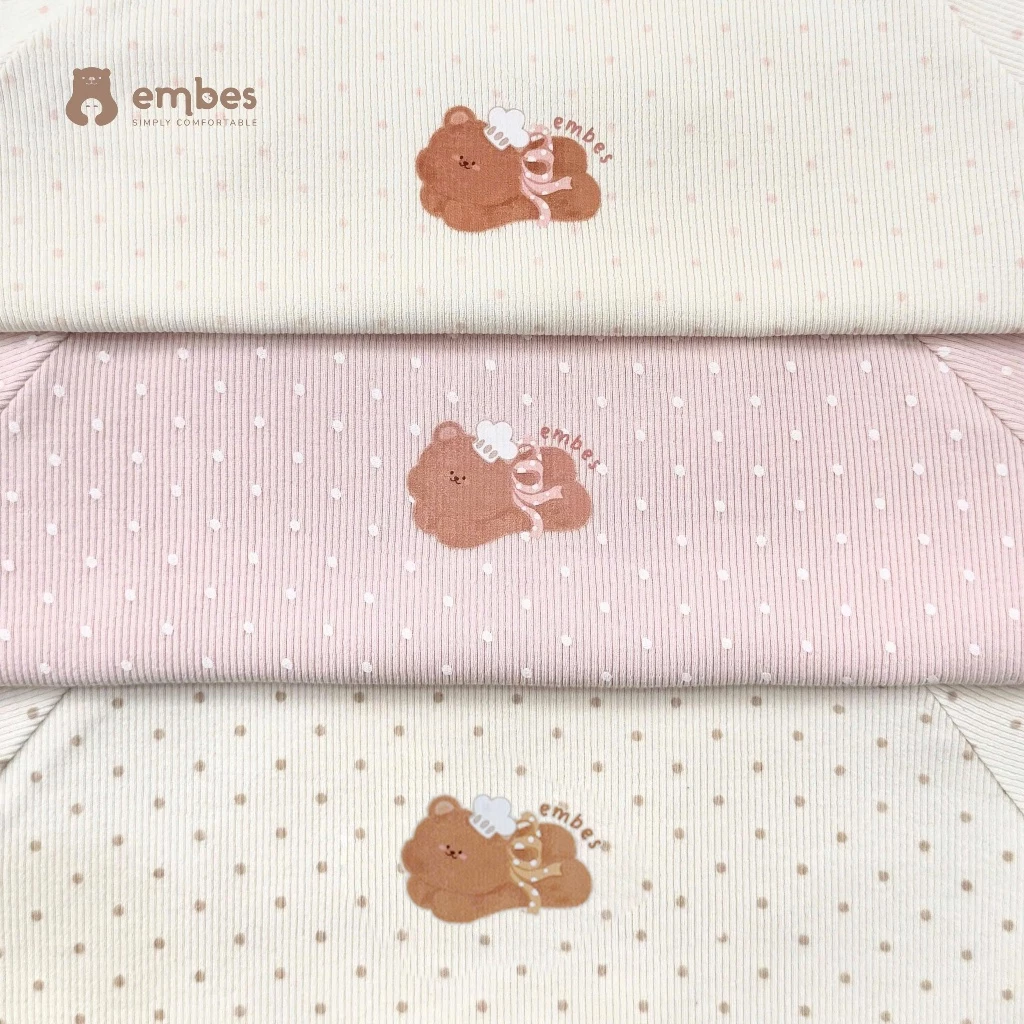 Đồ Bộ Bé Gái Embes, Bộ Dài Tay Thu Đông Chấm Bi Phối Cổ Bèo In Hình Chất Cotton Cho Bé Gái Từ 8-17kg - 4
