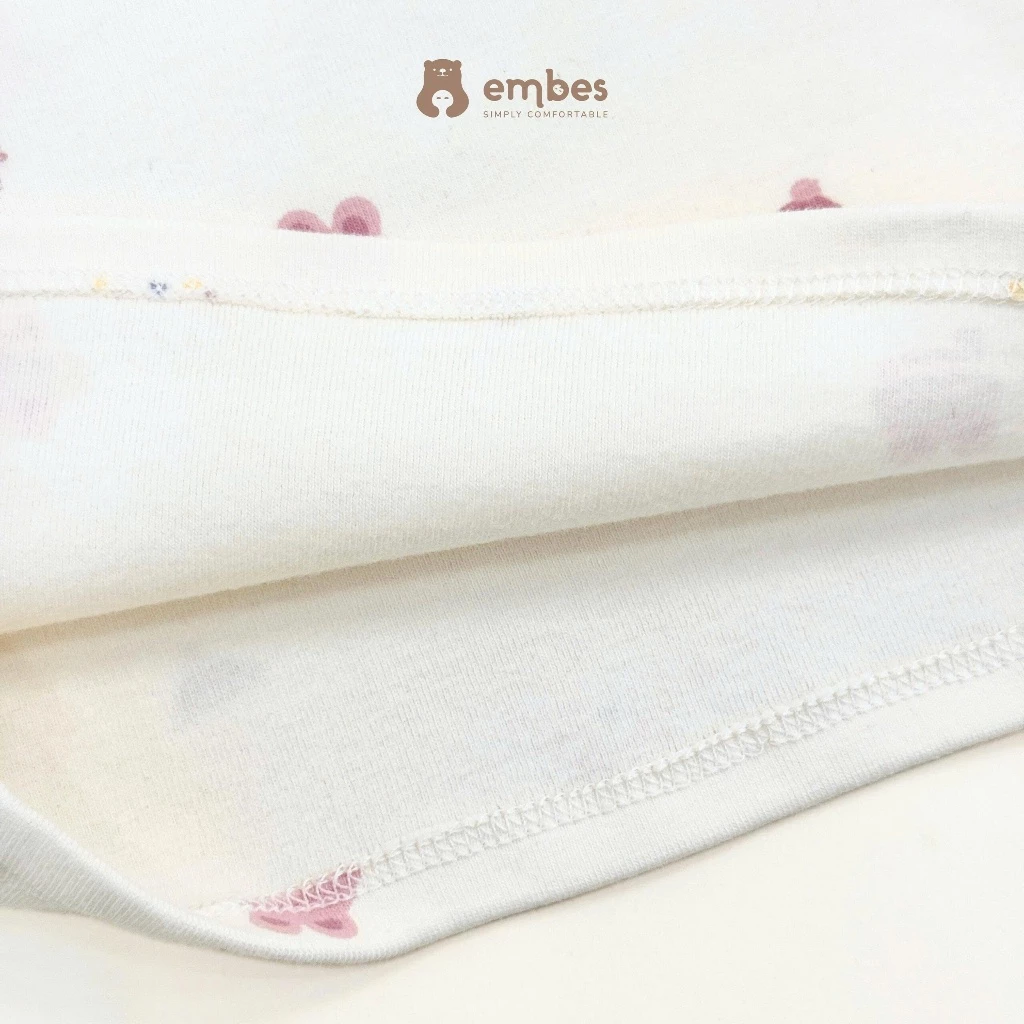 Bộ Dài Tay Bé Gái Embes, Bộ Đồ Dài Tay Cổ Viền Ren In Hình Thỏ Chất Cotton Cho Bé Gái Size Từ 8-18kg - 4