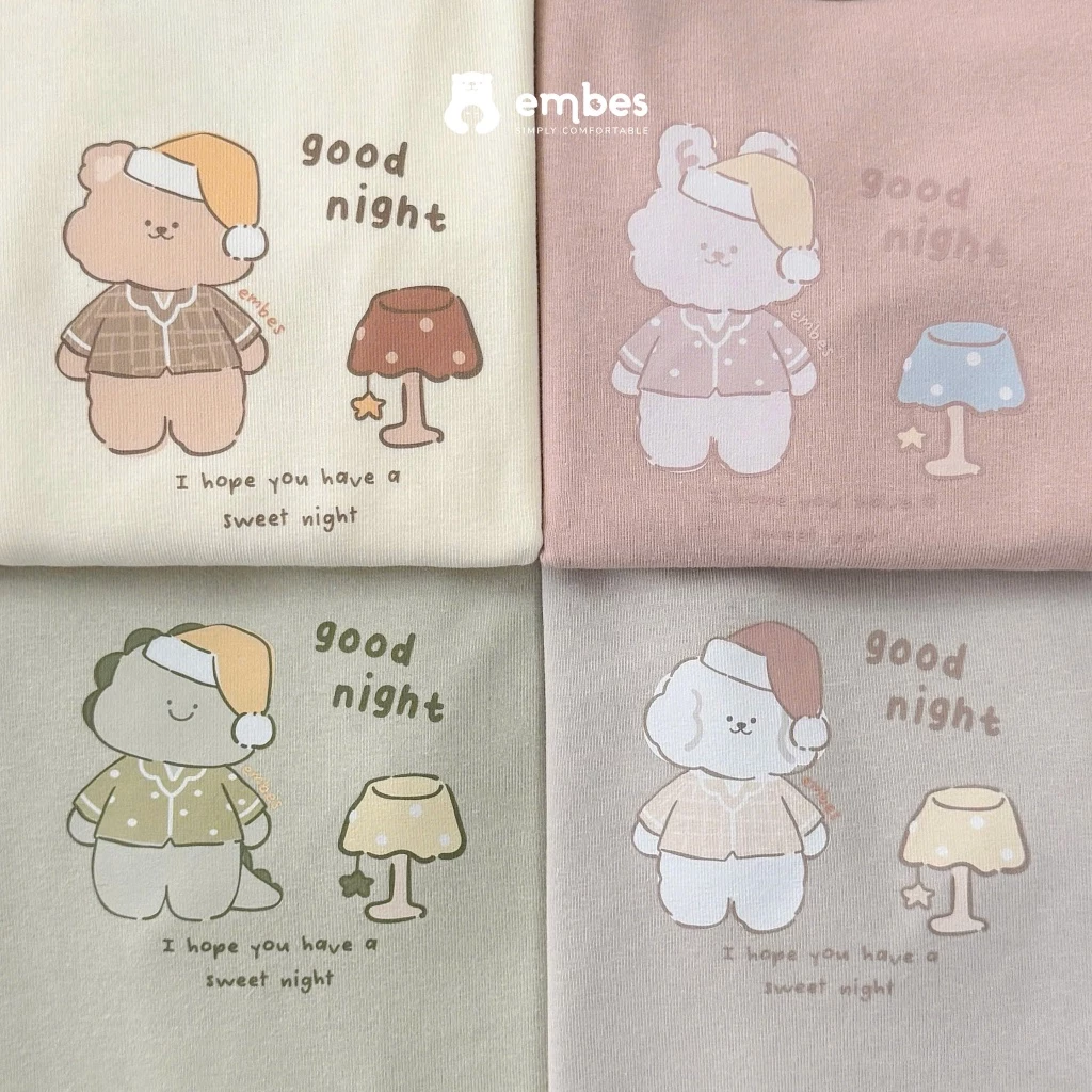 Đồ Bộ Dài Tay Embes, Bộ Thu Đông Dài Tay In Hình Chất Cotton Mềm Mỏng Cho Bé Trai Bé Gái Từ 8-18Kg - 3